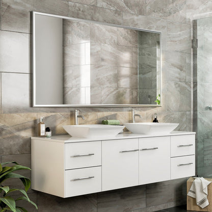 Eviva Vista Brushed Nickel Metal Framed Mirror