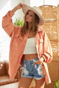 BiBi Washed Button Up Shacket with Chest Pockets for Women Women's Jacket