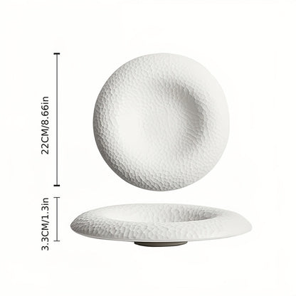 Elegant Black  White Ceramic Plate  Artistic Straw Hat Design