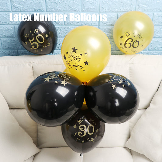10pcs 30th 40th 50th Happy Birthday Latex Number