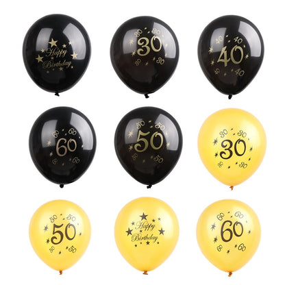 10pcs 30th 40th 50th Happy Birthday Latex Number