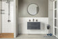 Nova 36" Dark Gray Floating Bathroom Vanity with Porcelain Top & Black Hardware