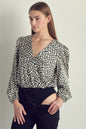 Women's V-Neck Abstract Print Blouse with Long Sleeves | Apparel | Kitchen + Metal