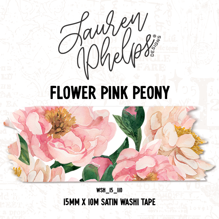Flower Pink Peony 15mm washi