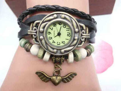Vintage Heart Bracelet Watch - Casual Flying Pendant Timepiece