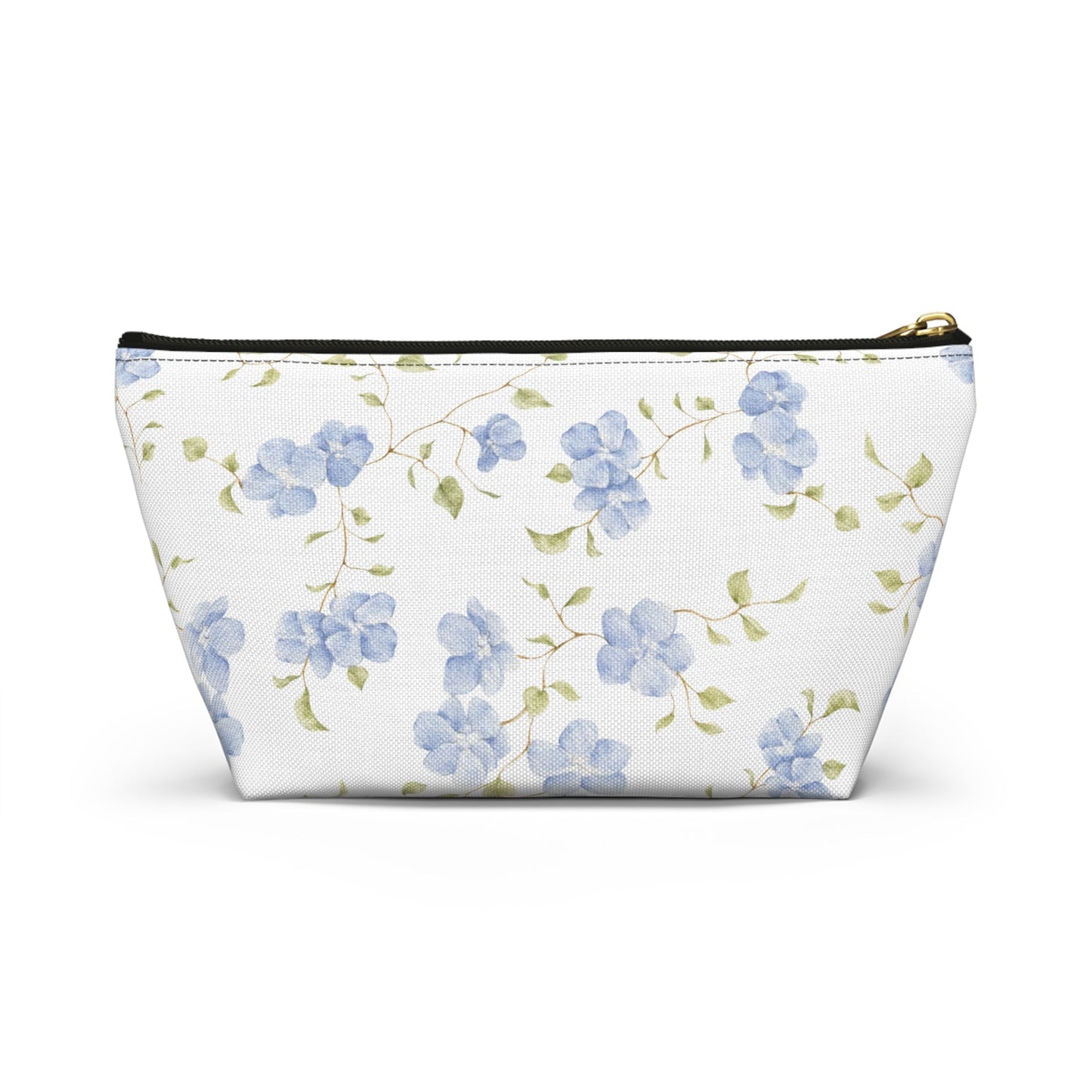 Customizable: Floral Accessory Pouch, Cosmetic Bag, Makeup Organizer, Gift for Her, Travel Essentials, Blue Floral Design