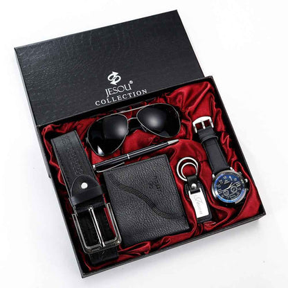 Mens Gift Set: Elegant Watch, Belt, and Wallet for Him - Perfect Men's Gift Set