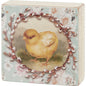 Chick Vintage Wooden Block Sign | Square Easter Spring Wall Desk Decor