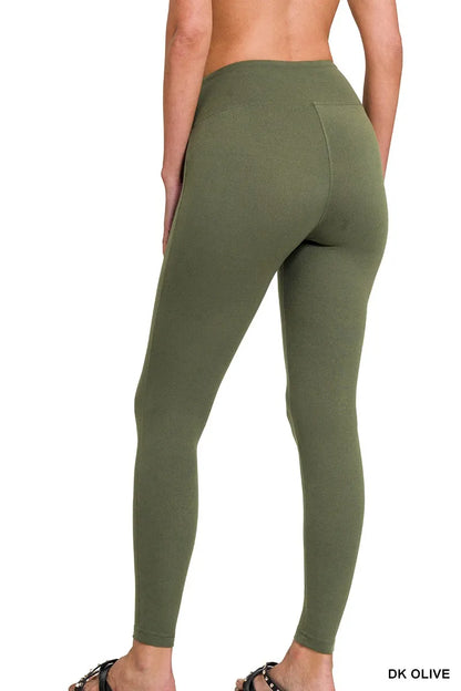 Zenana Microfiber Waistband Leggings in Olive
