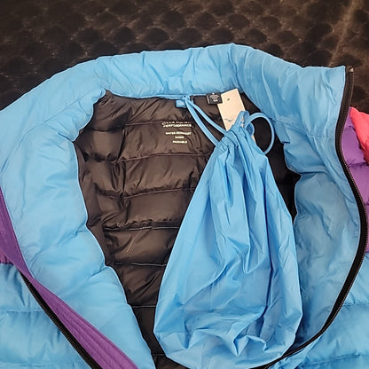 Club Room Size S Blue Pink Quilted Packable Puffer Jacket NWT