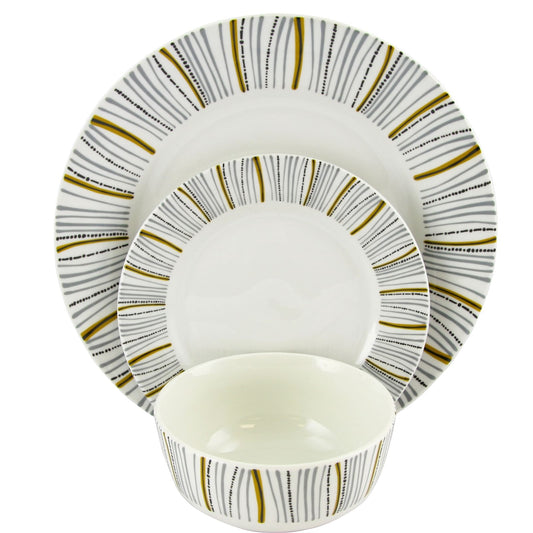 Gibson Home Classic Burst Decorated 12 Piece Dinnerware Set