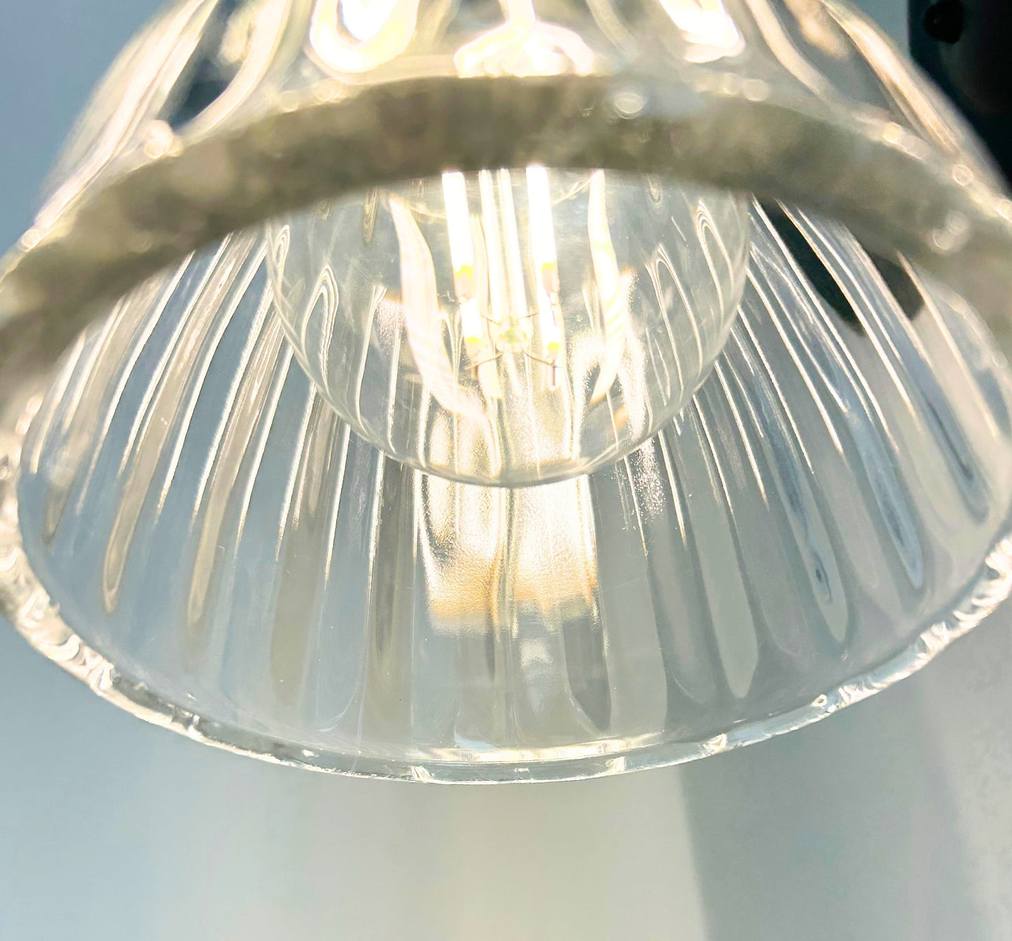 Thick Holophane Clear Glass Wall Sconce or Pendant Light