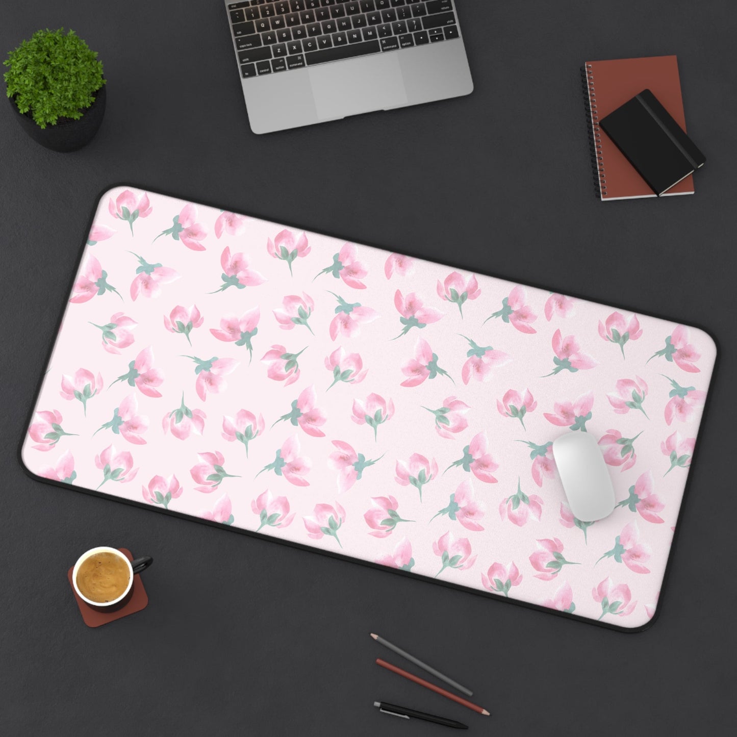 Customizable: Floral Desk Mat - Pink Blossom Mouse Pad, Office Decor, Gift for Home Office, Cute Workspace Accessories, Mother's Day Gift