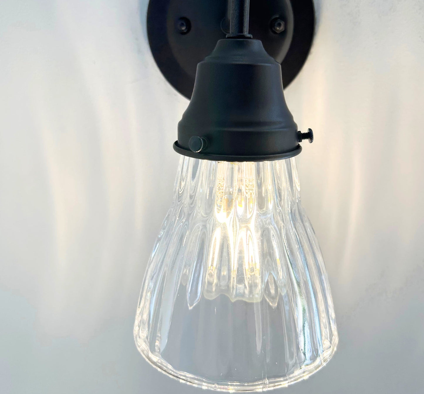 Thick Holophane Clear Glass Wall Sconce or Pendant Light