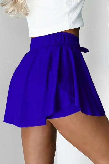 Light Green Drawstring High Waist Lined Tennis Skort