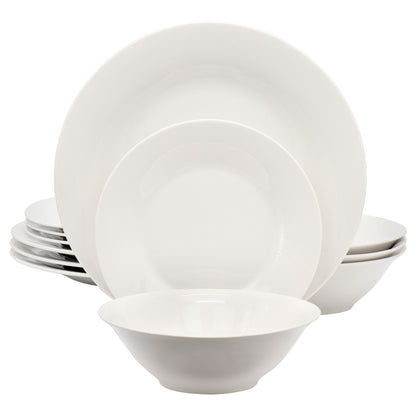 Gibson Home Everyday 12 Piece Round Fine Ceramic Dinnerware Set in