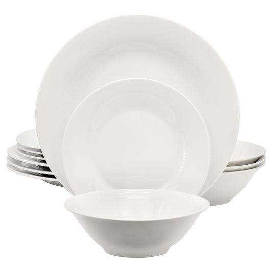 Gibson Home Everyday 12 Piece Round Fine Ceramic Dinnerware Set in