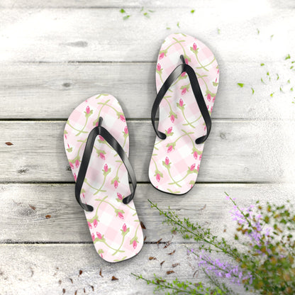 Customizable: Chic Floral Flip Flops for Summer Fun, Beach Vacation Sandals, Garden Party Footwear, Stylish Slip-Ons, Spring Accessories