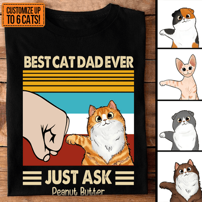 Best Cat Dad Ever Fist bump - Custom T Shirt - Personalized Gifts for Cat Lover & Owner, Cat Dad, Mom, Friend, Him | Birthday