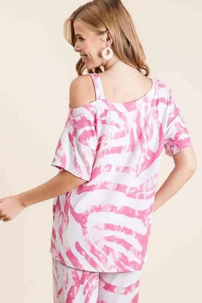 BiBi Zebra Print French Terry Stylish Top and Pants Combo