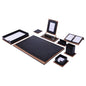 MOOG Star Leather Desk Set -Walnut Wood Combination - Black -11 PCS