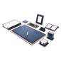 MOOG Star Leather Desk Set -Walnut Wood Combination - Black -11 PCS