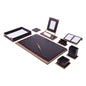 MOOG Star Leather Desk Set -Walnut Wood Combination - Black -11 PCS