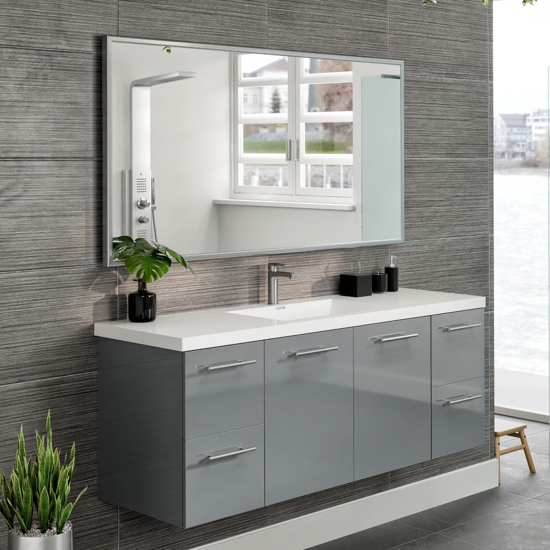 Eviva Vista Brushed Nickel Metal Framed Mirror