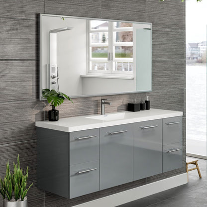 Eviva Vista Brushed Nickel Metal Framed Mirror