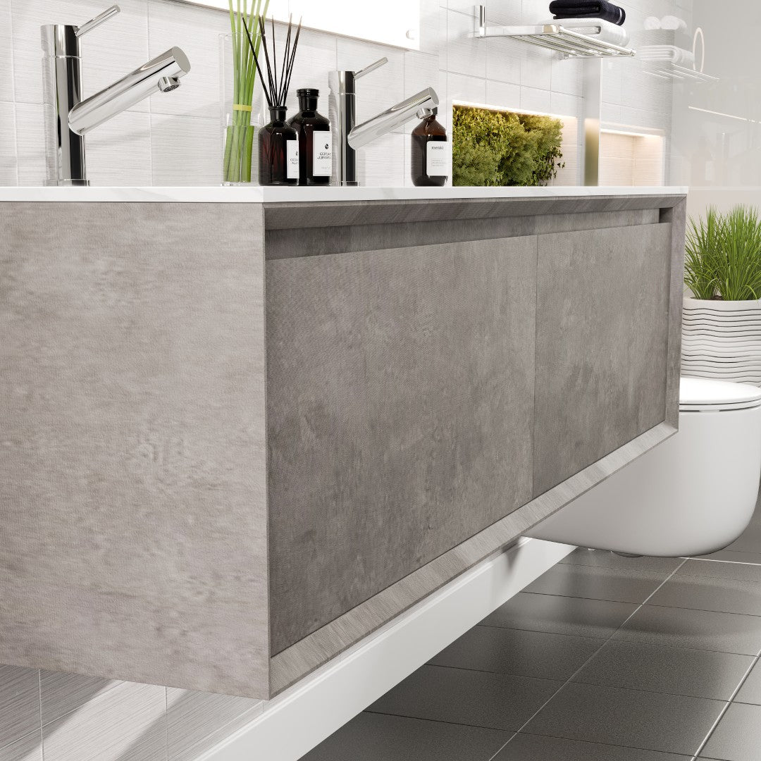 Eviva Aurora Wall Mount Bath Vanity with Carrara Quartz Top and Undermount Porcelain Sink (36"-60")