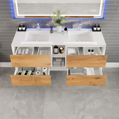 Eviva Vienna Wall Mount Bath Vanity with Acrylic Top and Integrated Sink (36"-75")