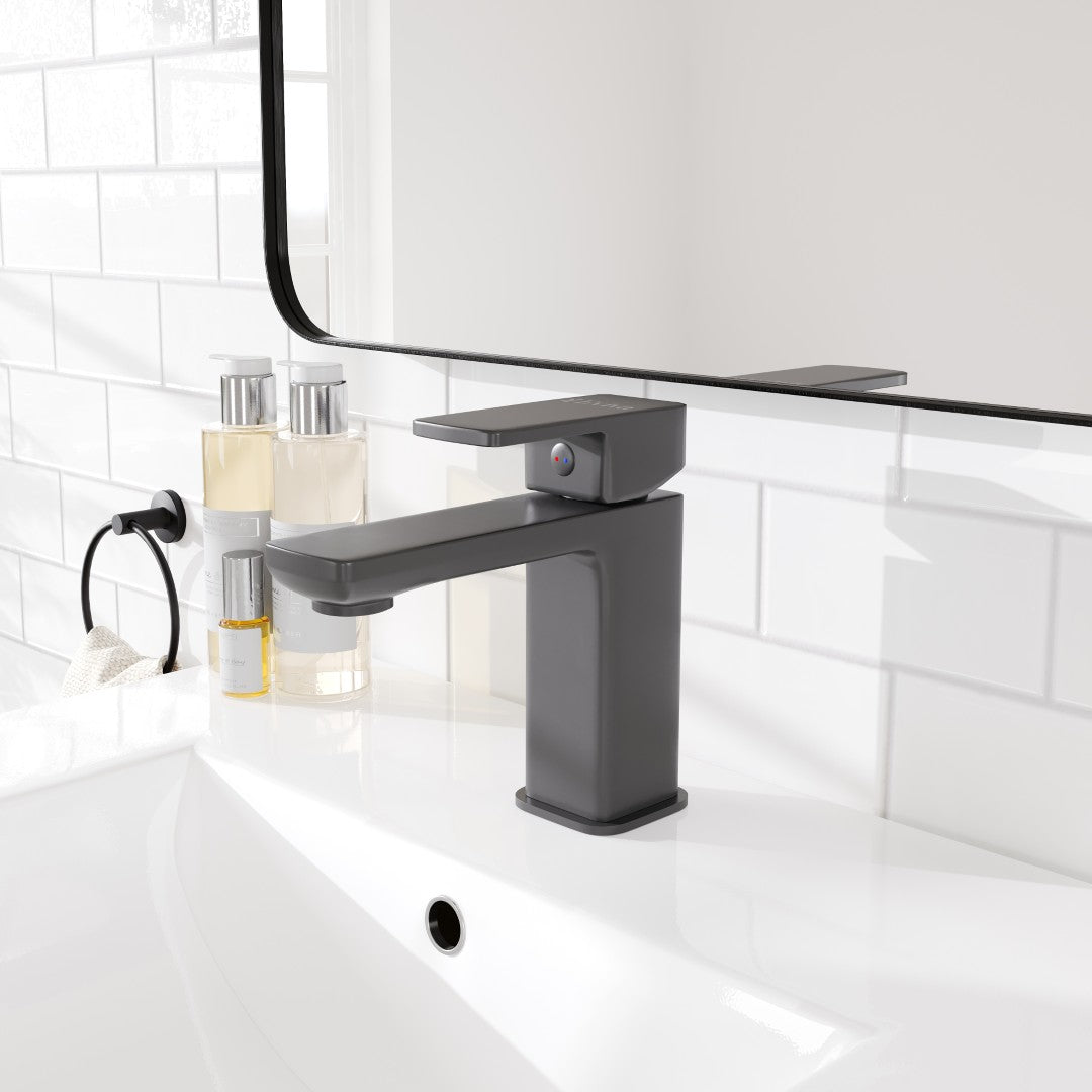 Eviva Lux Single-Handle Waterfall Single-Hole Bathroom Faucet with Deckplate Included in Matte Black