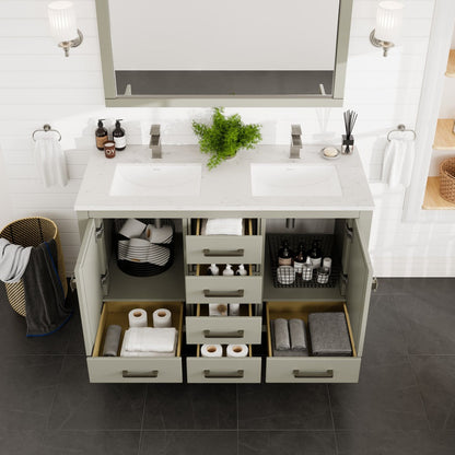 Eviva London Bath Vanity with Carrara Quartz Top and Undermount Porcelain Sink (20"-60")