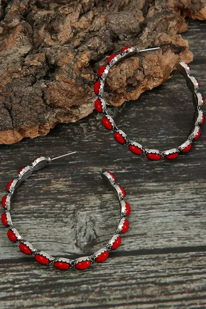 Turquoise C-Shape Hoop Earrings | Bold Statement Earrings - Femstylo