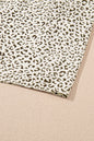 Beige Plus Size Leopard Print Frill Trim Short Sleeve Flared Dress