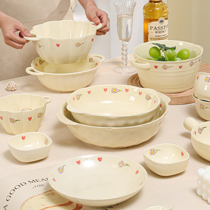 Elegant Purple Vine Ceramic Dish Set  Premium Tableware Duo