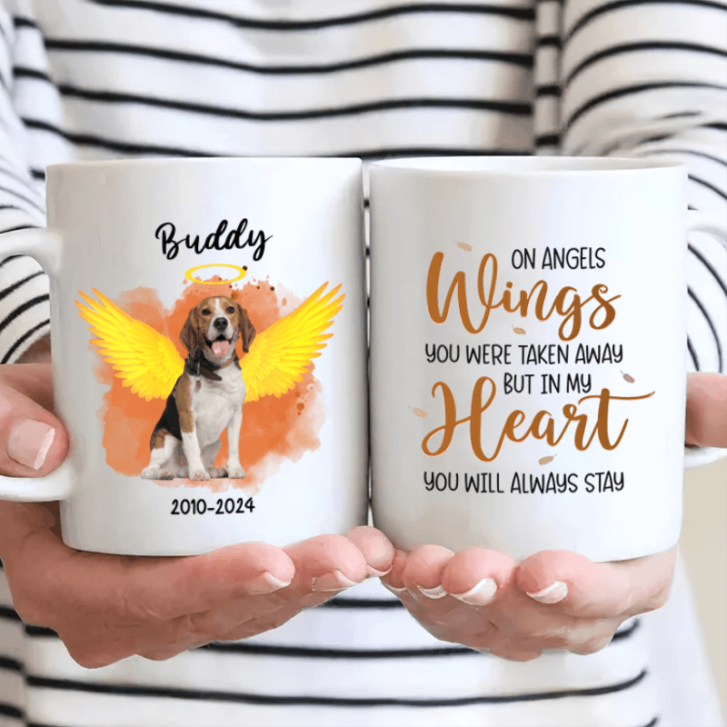Memorial Custom Photo Mug - Always Stay In My Heart - Personalized Sympathy Gift for Loss of Dog, Pet