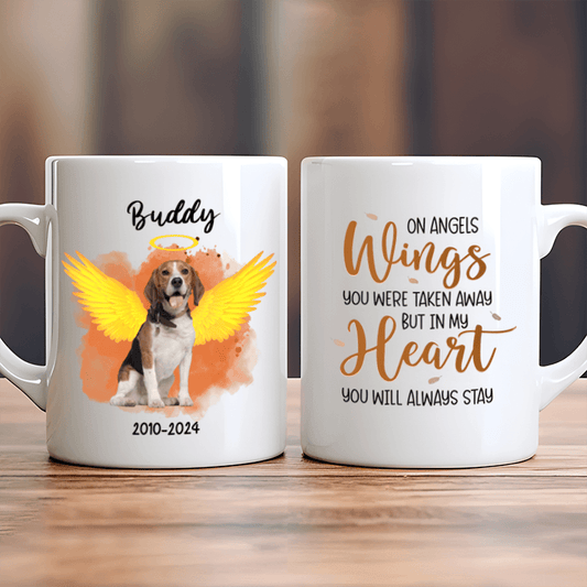 Memorial Custom Photo Mug - Always Stay In My Heart - Personalized Sympathy Gift for Loss of Dog, Pet