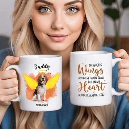 Memorial Custom Photo Mug - Always Stay In My Heart - Personalized Sympathy Gift for Loss of Dog, Pet
