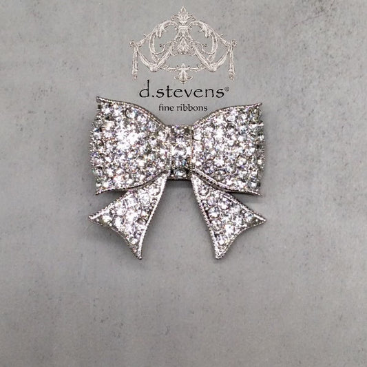 2.5" crystal clip bow, clear silver