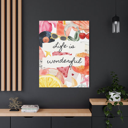 Life is Wonderful Canvas Wall Art, Colorful Decor, Inspirational Gift, Home Display, Summery Wall Art, Motivational Print