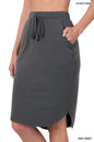 ZENANA Self Tie Tulip Hem Skirt with Side Pockets
