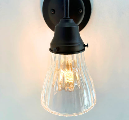 Thick Holophane Clear Glass Wall Sconce or Pendant Light