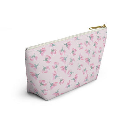 Customizable: Floral Accessory Pouch, Makeup Bag, Travel Case, Pink Flower Pouch, Gift for Her, Cosmetic Clutch, Everyday Organizer