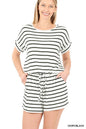 ZENANA Stripe Romper with Pockets