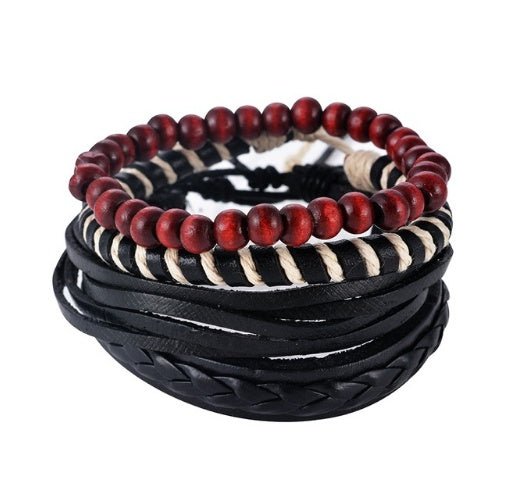 Vintage Punk Leather Wrap Bracelet - Multilayer Beaded Bracelet for Men & Women