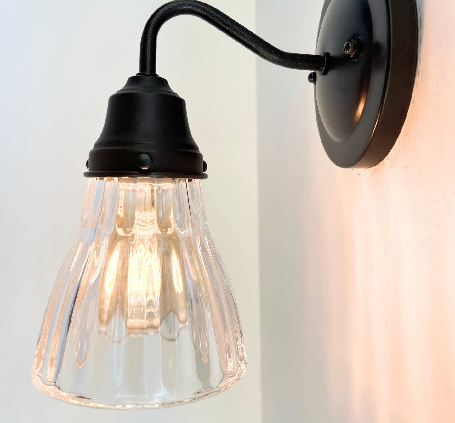 Thick Holophane Clear Glass Wall Sconce or Pendant Light