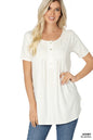 ZENANA Short Sleeve Dolphin Hem Shell Button Top