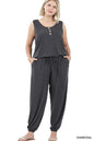 ZENANA Plus Sleeveless Jogger Jumpsuit