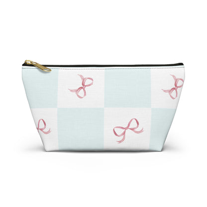 Customizable: Charming Ribbon Accessory Pouch, Makeup Bag, Gift for Her, T-bottom Style, Cute Storage, Birthday Present, Bridesmaid Gift